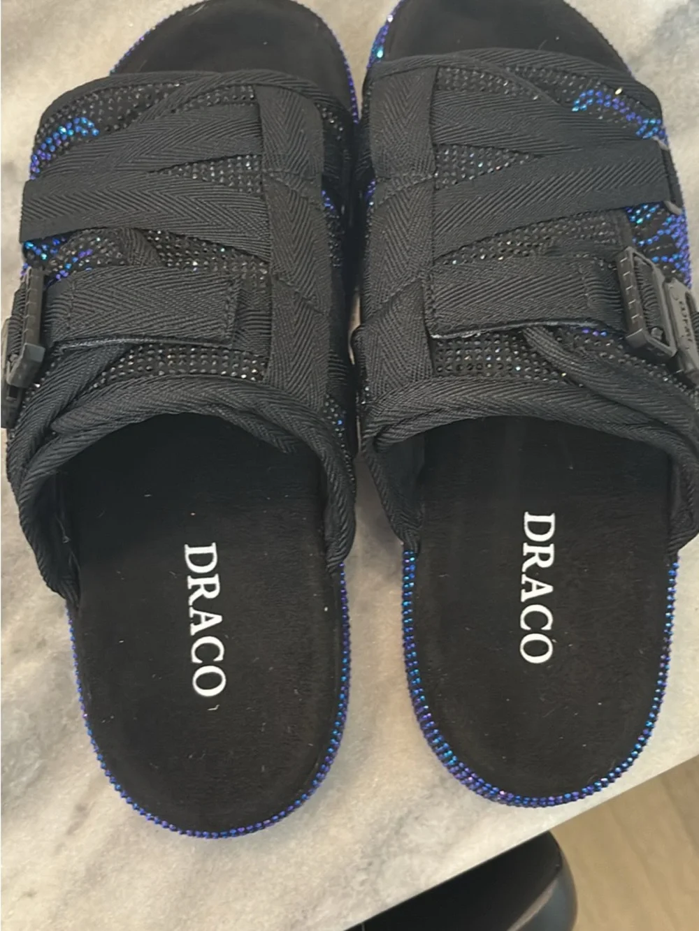 Men’s DRACO SLIDES Black & Blue Slide Sandals